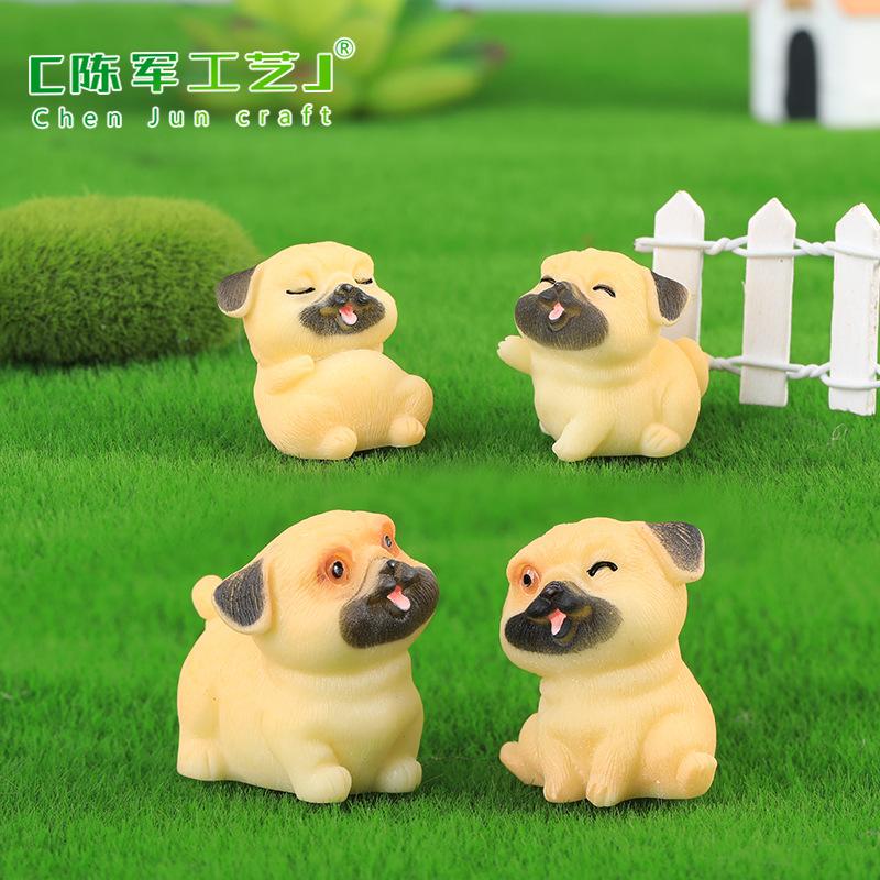 Tiểu cảnh chó Pug dễ thương mini trang trí chậu cây DIY (ZC-1277)