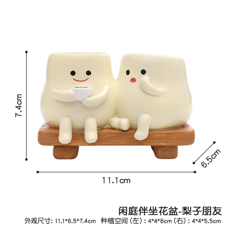 Chậu cây mọng nước resin liên thể nhiều lỗ, chậu mini hoạt hình, trang trí vườn ban công (RG-50)
