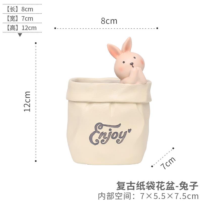 Chậu cây mọng nước hình túi giấy Bắc Âu, chậu resin mini, trang trí nhà và văn phòng (RG-38)