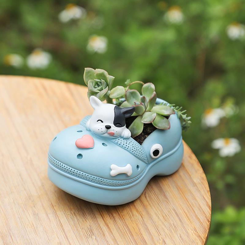 Chậu cây hình dép Crocs resin, chậu mọng nước mini, chậu để bàn trang trí vườn (RG-72)