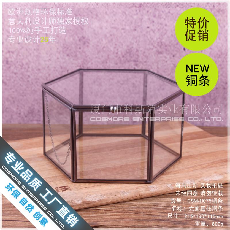 Nhà kính 6 mặt viền đồng, tiểu cảnh rêu (DG-185)