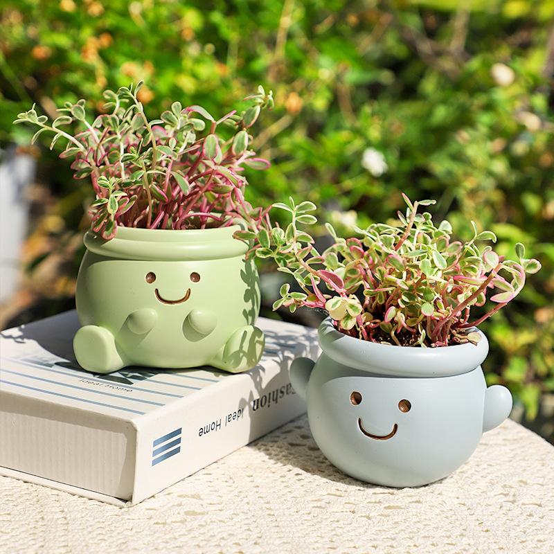 Bộ chậu cây mọng nước thú cưng hoạt hình resin, chậu mini trang trí ban công và sân vườn (RG-192)