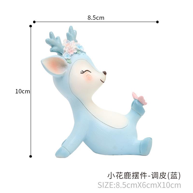 Tượng hươu resin phong cách Zakka, cặp hươu may mắn, đồ trang trí nhà và quà tặng (RG-261)