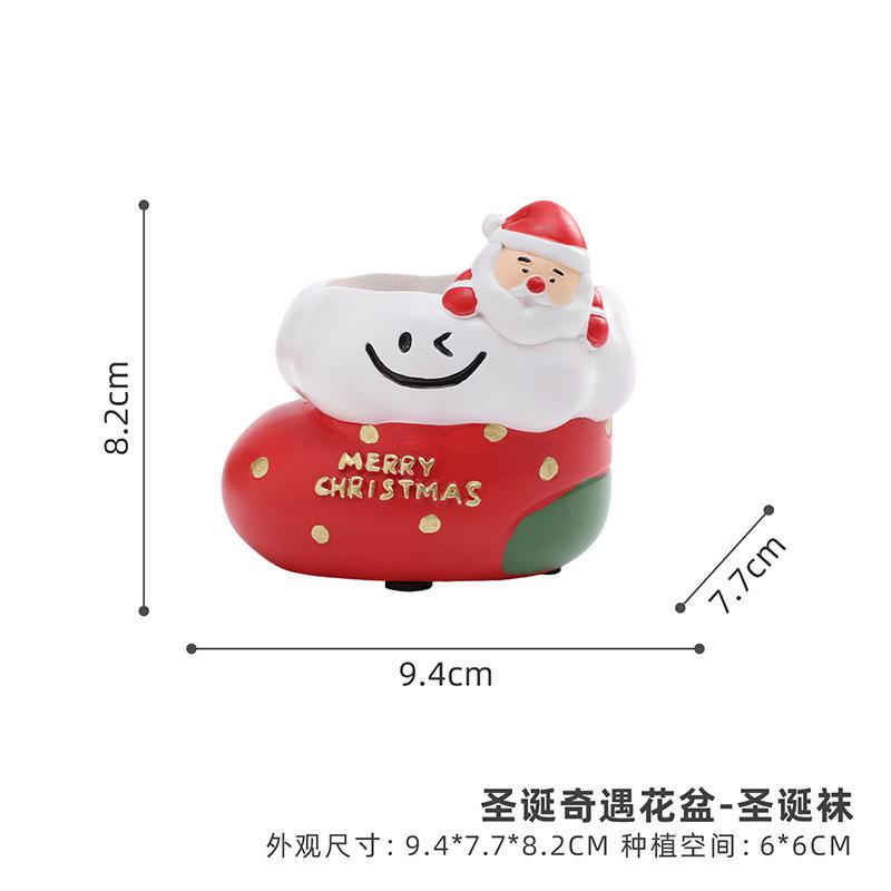 Chậu cây mọng nước resin trang trí Giáng Sinh, phụ kiện tiểu cảnh sân vườn, ban công và bàn làm việc (RG-207)