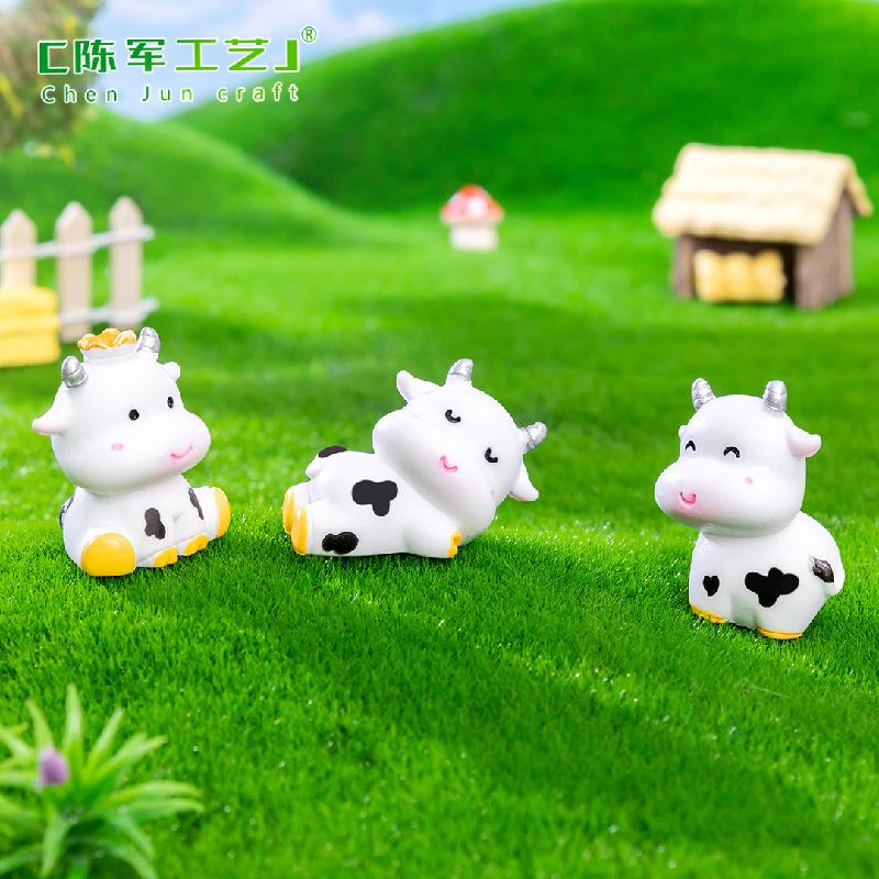 Tiểu cảnh bò sữa dễ thương mini trang trí chậu cây DIY (ZC-1225)