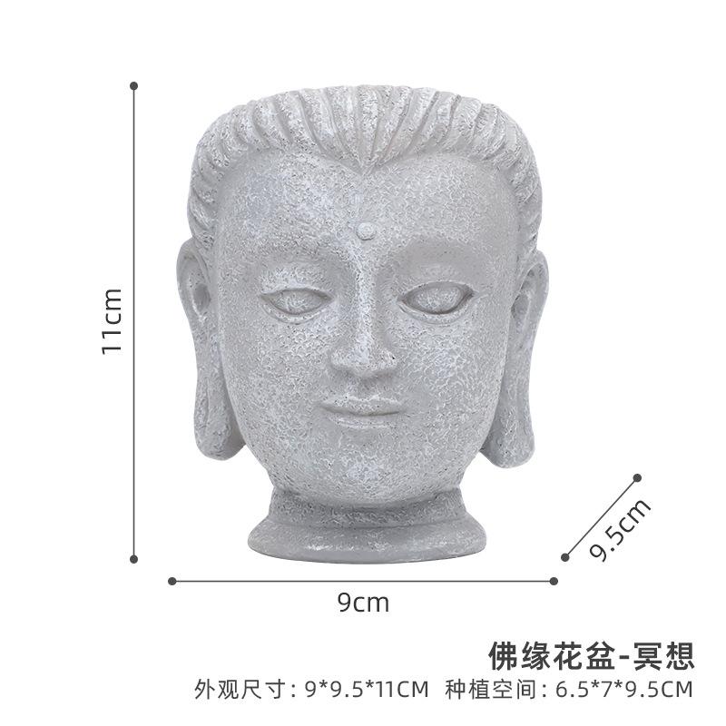 Chậu cây resin giả xi măng hình đầu Phật, chậu mọng nước mini, trang trí nhà và sân vườn (RG-110)