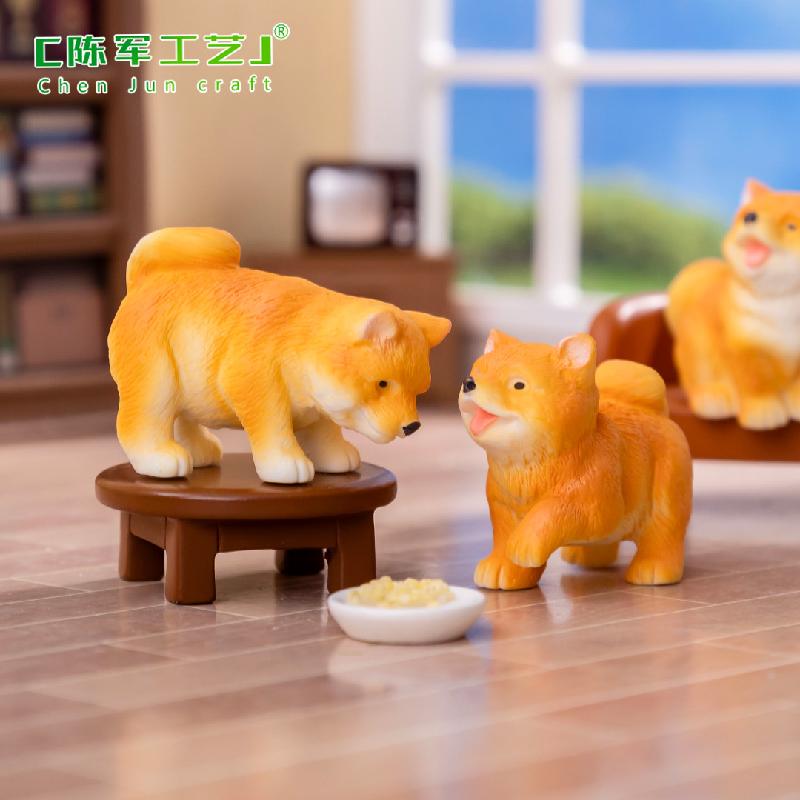 Tiểu cảnh chó Shiba đáng yêu, phụ kiện trang trí xe hơi mini (TZC-481)