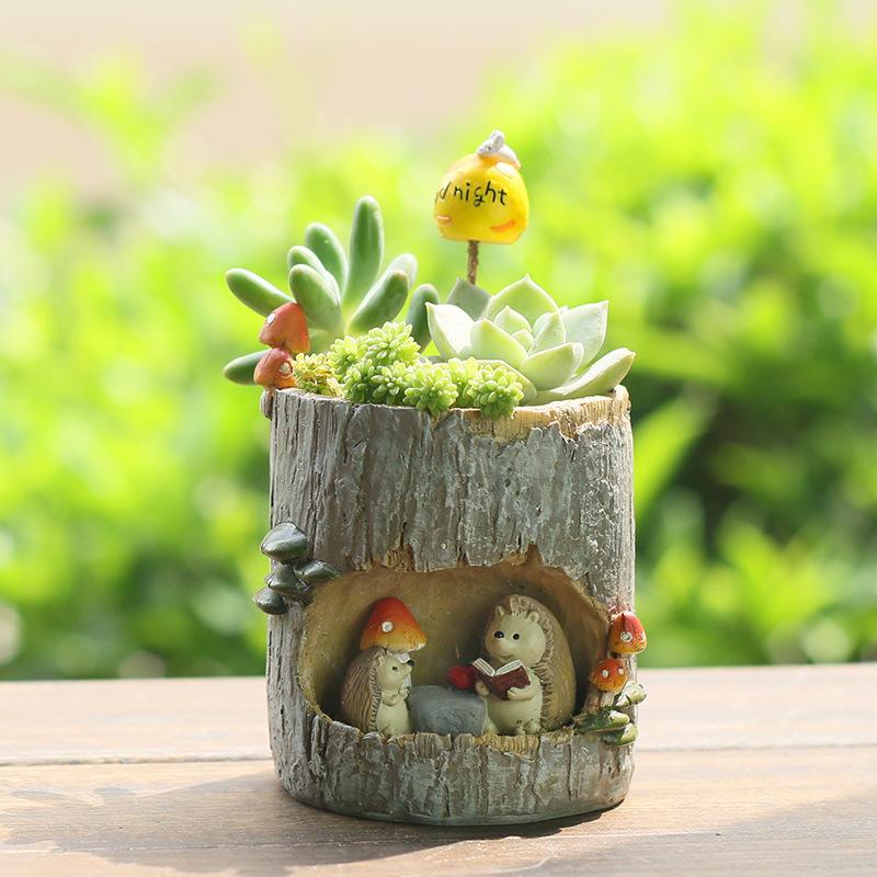 Chậu cây mọng nước yêu tinh cổ tích resin, chậu mini để bàn, trang trí vườn và ban công (RG-195)