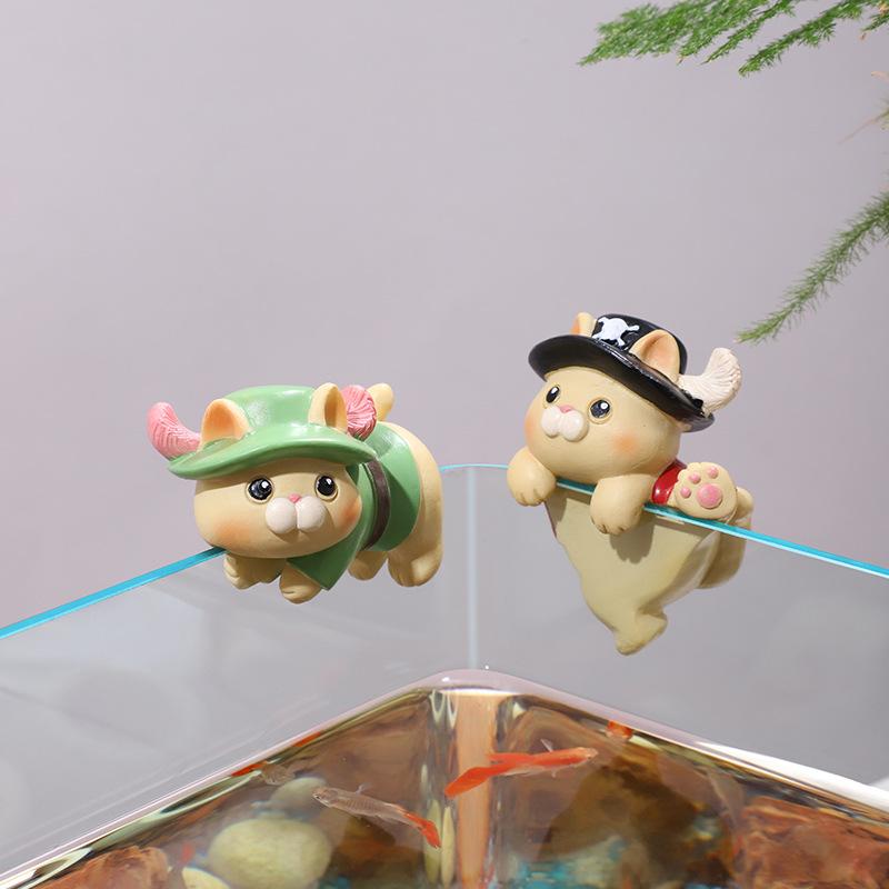 Móc trang trí mèo leo bể resin, phụ kiện tiểu cảnh hồ cá, trang trí chậu cây và sân vườn (RG-117)