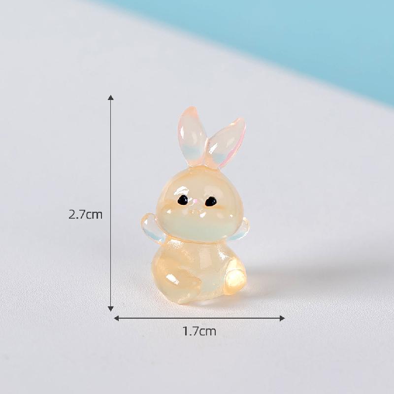 Thỏ phát sáng resin mini trang trí xe và bàn DIY (TZC-743)