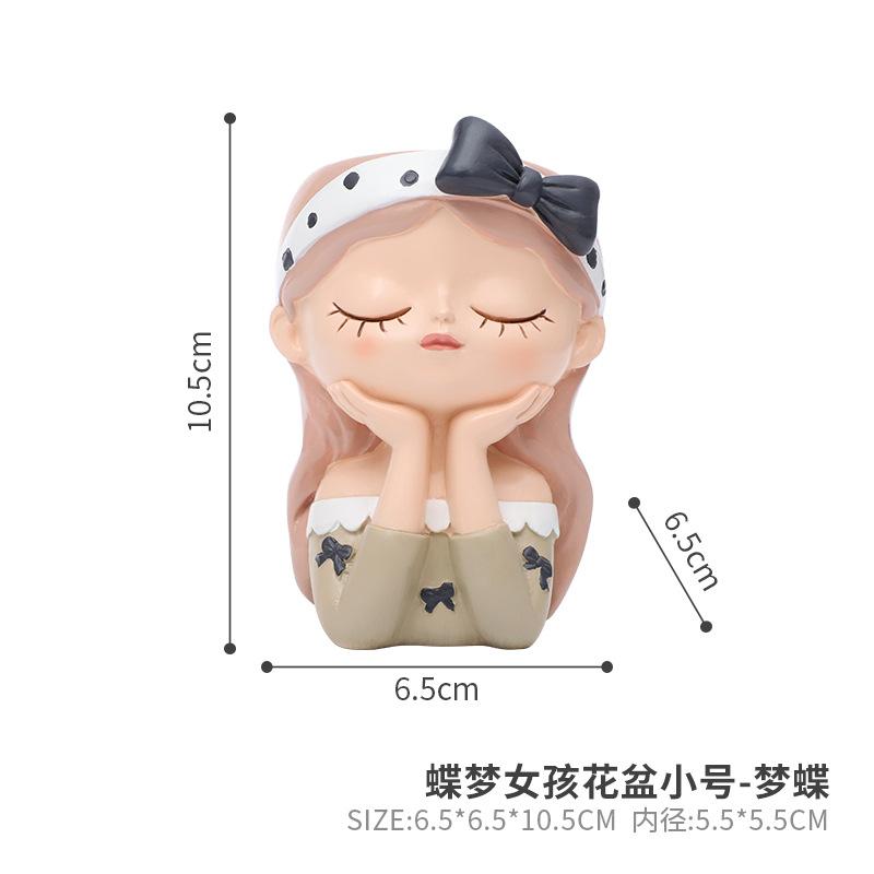 Chậu cây mọng nước hình cô gái Dream Butterfly resin, chậu mini để bàn, trang trí sân vườn (RG-111)