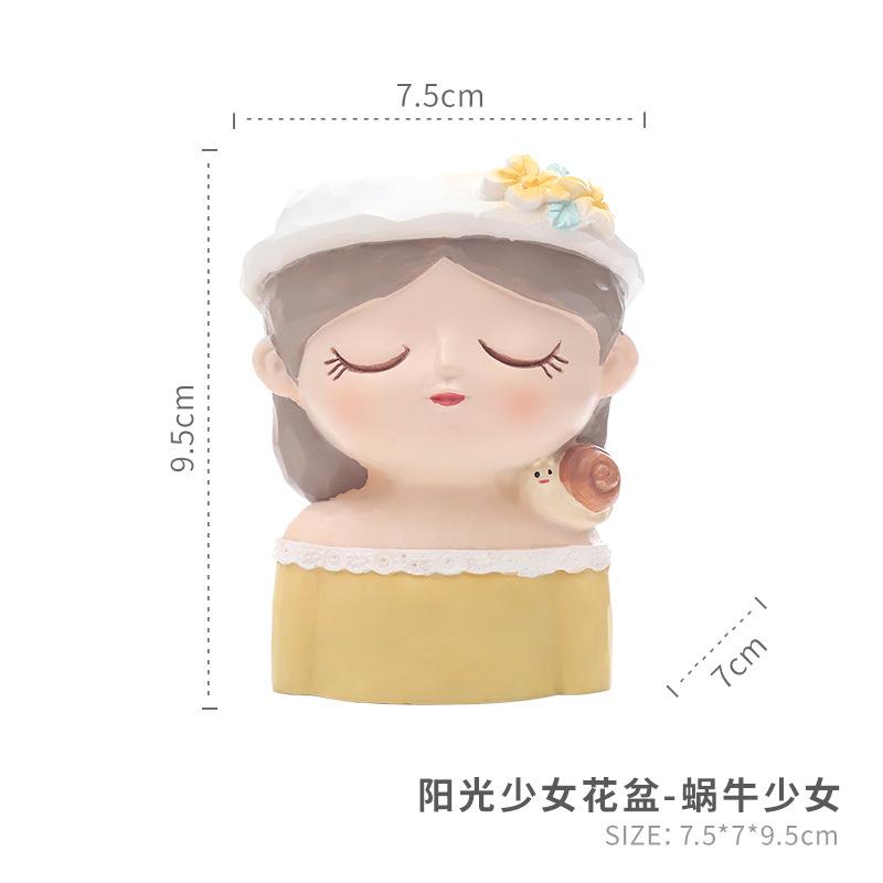 Chậu cây mọng nước hình bé gái resin, chậu mini để bàn, trang trí ban công và sân vườn (RG-241)