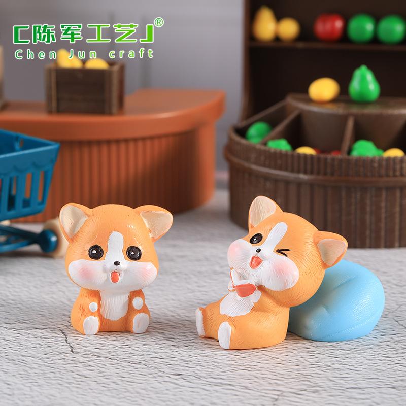 Tiểu cảnh chó Corgi đáng yêu resin trang trí chậu cây (TZC-668)