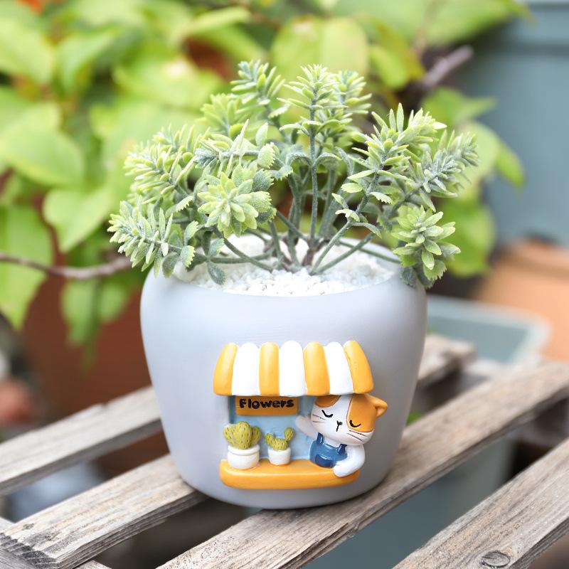 Chậu cây mọng nước thú cưng hoạt hình resin, chậu mini trang trí ban công, tiểu cảnh (RG-37)