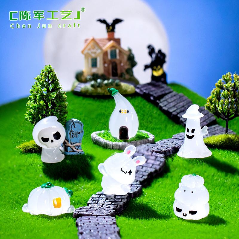 Tiểu cảnh bí ngô ma, trang trí Halloween phát sáng mini (TZC-240)