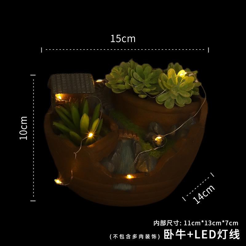 Chậu cây mọng nước vườn trên không có đèn LED, chậu resin hoạt hình, trang trí ban công (RG-252)