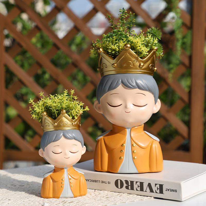 Chậu cây mọng nước hoàng tử công chúa cổ tích resin, chậu mini trang trí bàn, nhà và sân vườn (RG-114)