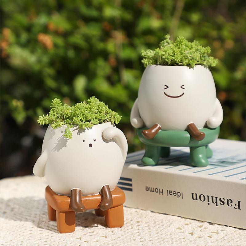 Chậu cây mọng nước resin tạo hình độc đáo, chậu mini để bàn, trang trí ban công và sân vườn (RG-190)
