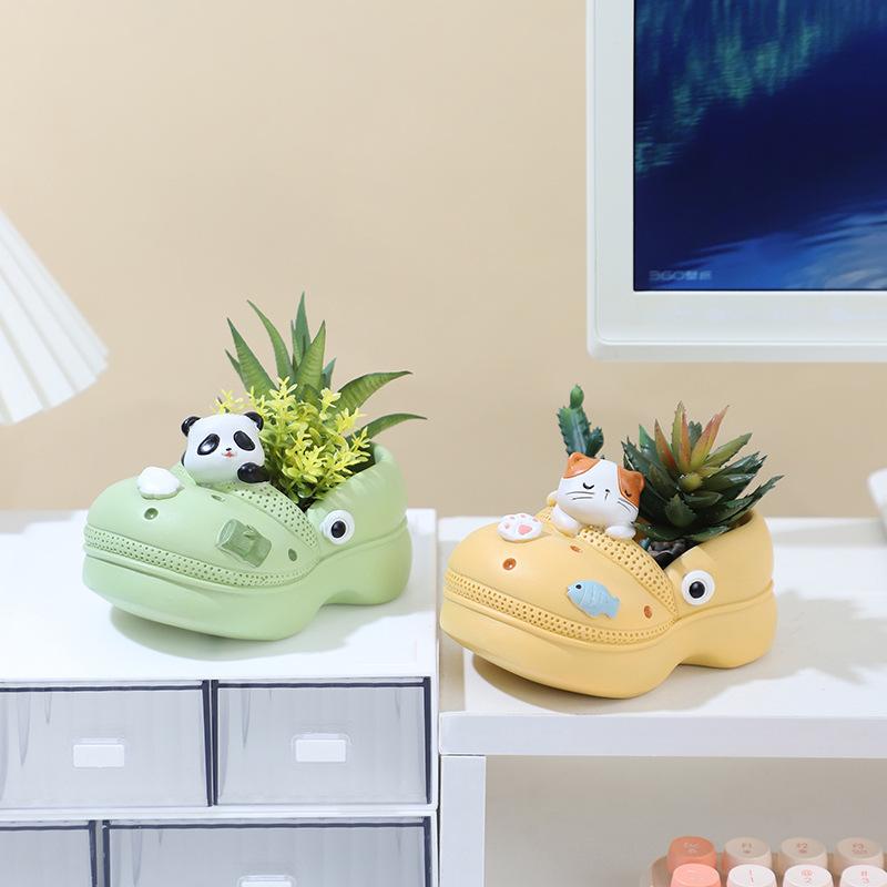 Chậu cây hình dép Crocs resin cỡ lớn, chậu mọng nước mini, trang trí sân vườn và tiểu cảnh (RG-239)