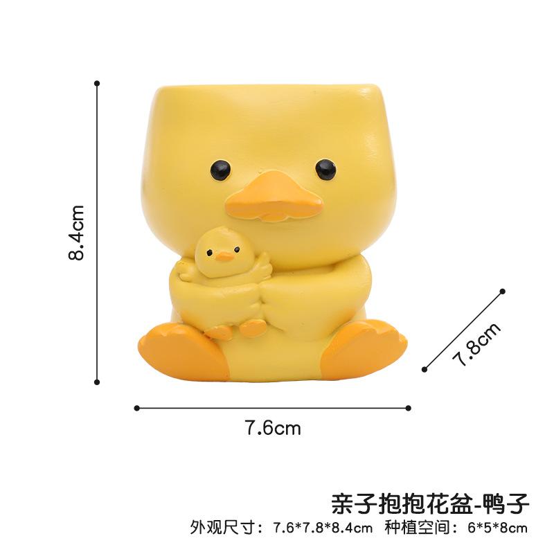 Chậu cây mọng nước hình động vật ôm nhau resin, chậu mini để bàn, đồ thủ công trang trí (RG-85)
