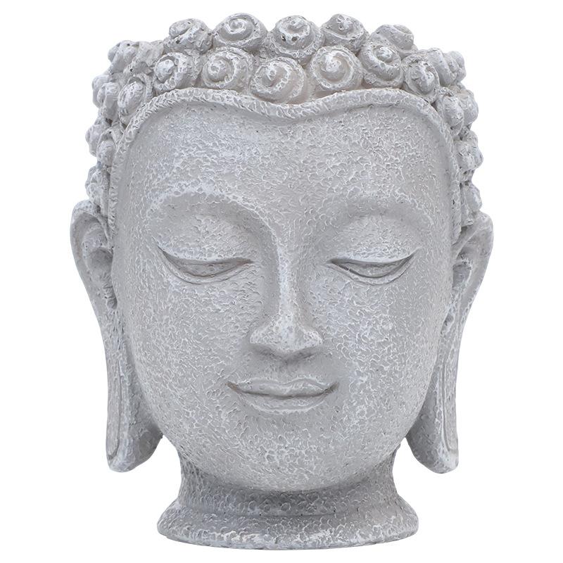 Chậu cây resin giả xi măng hình đầu Phật, chậu mọng nước mini, trang trí nhà và sân vườn (RG-110)