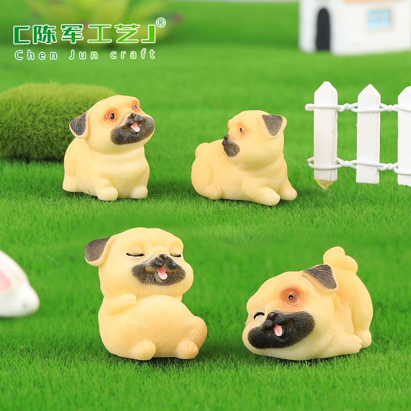 Tiểu cảnh chó Pug dễ thương mini trang trí chậu cây DIY (ZC-1277)