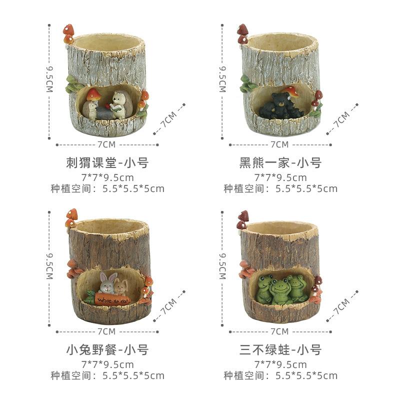 Chậu cây mọng nước yêu tinh cổ tích resin, chậu mini để bàn, trang trí vườn và ban công (RG-195)