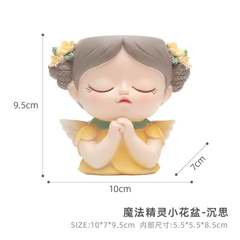 Chậu cây mọng nước yêu tinh resin, chậu mini trang trí nhà, tiểu cảnh cây xanh (RG-3)