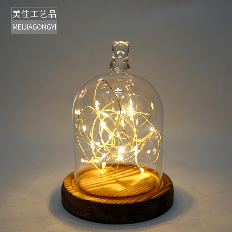 Chụp Thuỷ Tinh Hình Trụ Có Núm Và Đèn Led (MJA-16)