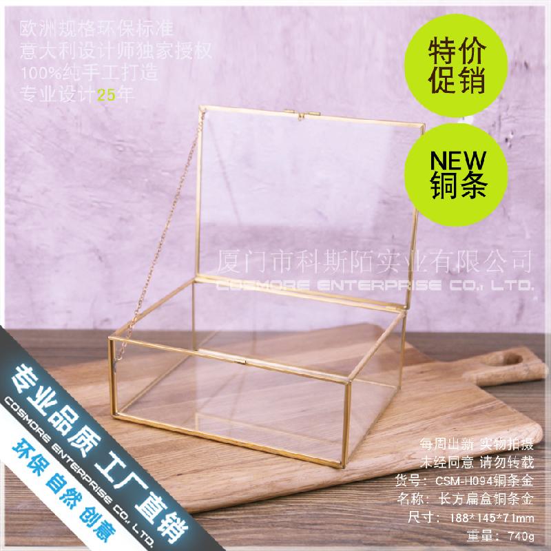 Hộp kính chữ nhật đa giác, hộp hoa bất tử (DG-159)