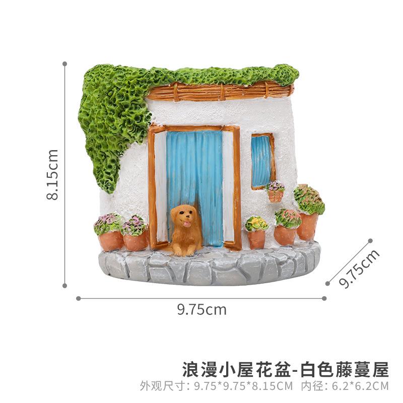 Chậu cây hình ngôi nhà màu hồng resin, chậu mọng nước mini, trang trí bàn làm việc (RG-17)