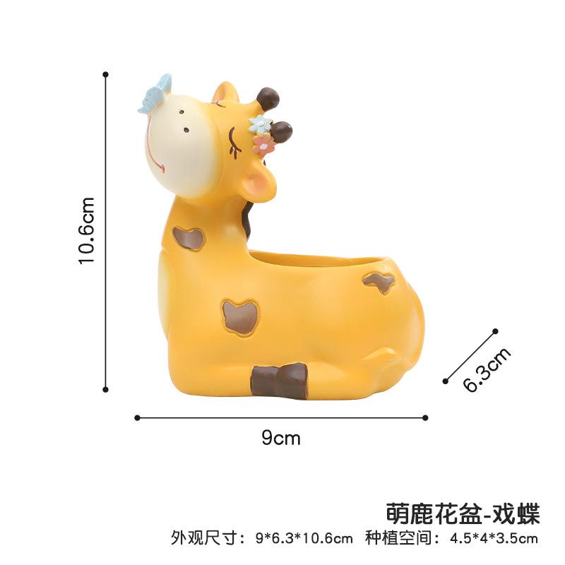 Chậu cây mọng nước hình hươu hoạt hình resin, chậu mini trang trí ban công, bàn làm việc và sân vườn (RG-53)