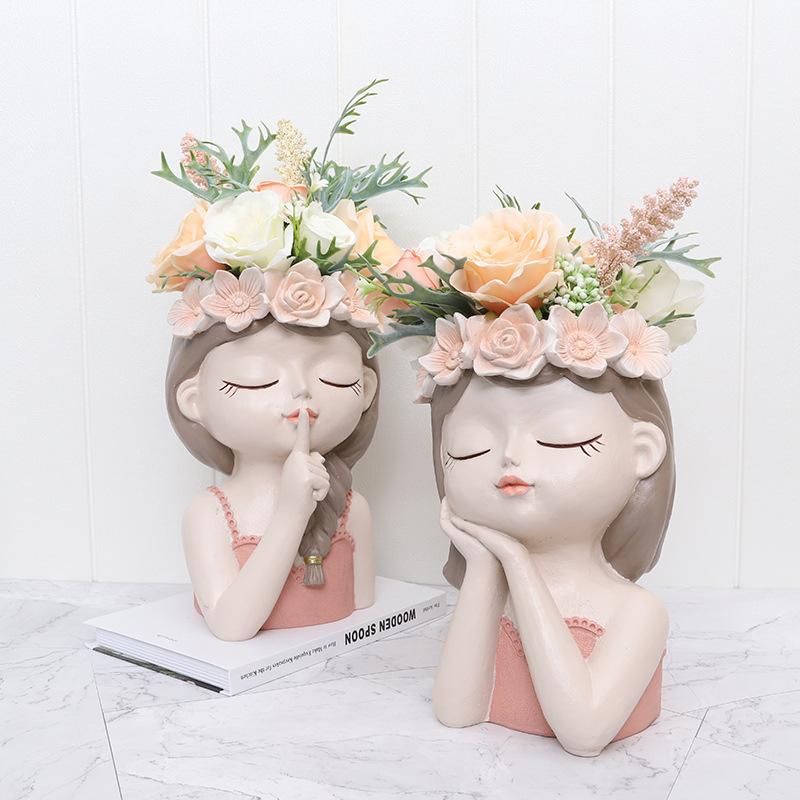 Chậu cây hình cô gái tiên resin cỡ lớn, chậu trang trí phòng khách, bàn làm việc và sân vườn (RG-90)