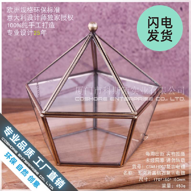 Hộp kính trang sức vintage, nhà kính hoa bất tử (DG-191)
