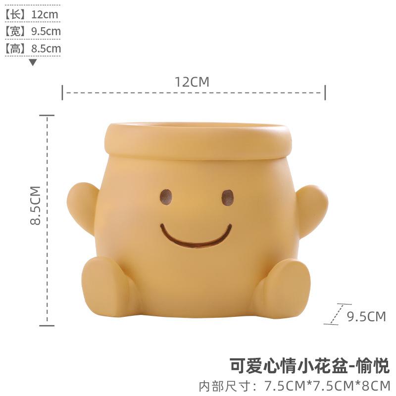 Chậu cây mọng nước mặt cười resin, chậu mini để bàn, trang trí sân vườn và ban công (RG-75)