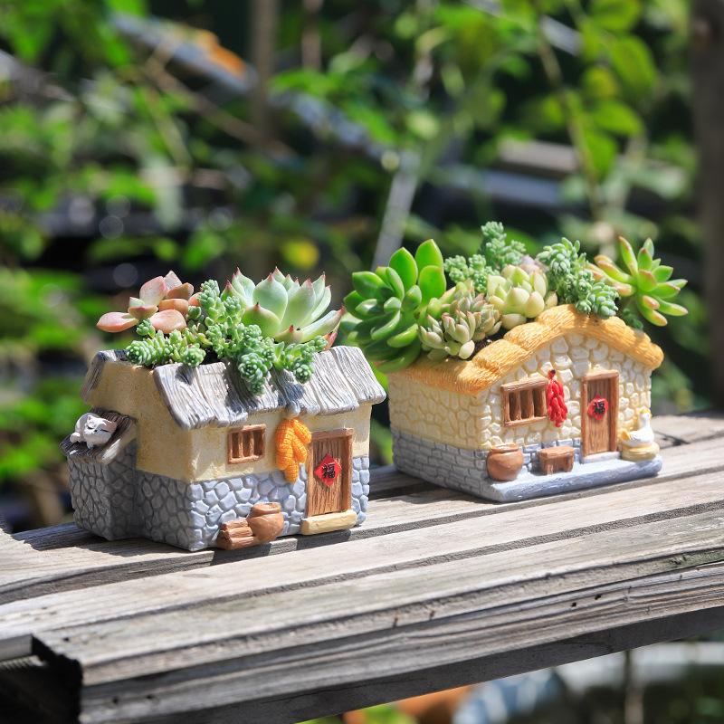 Chậu cây mọng nước resin phong cách vintage, chậu mini để bàn, tiểu cảnh cây xanh (RG-25)