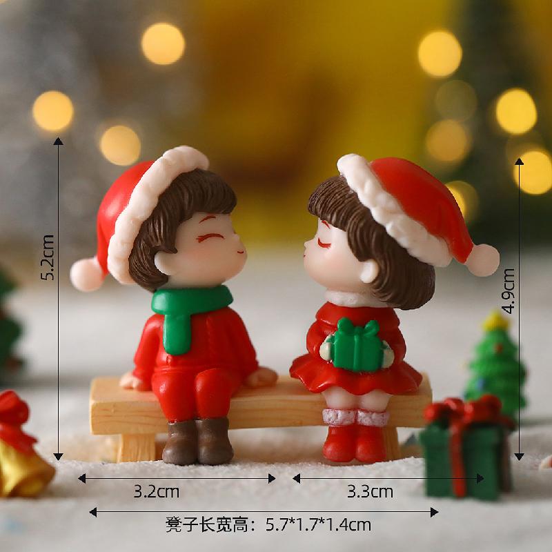 Tiểu cảnh Noel, cặp đôi Giáng Sinh, trang trí mini DIY (TZC-95)