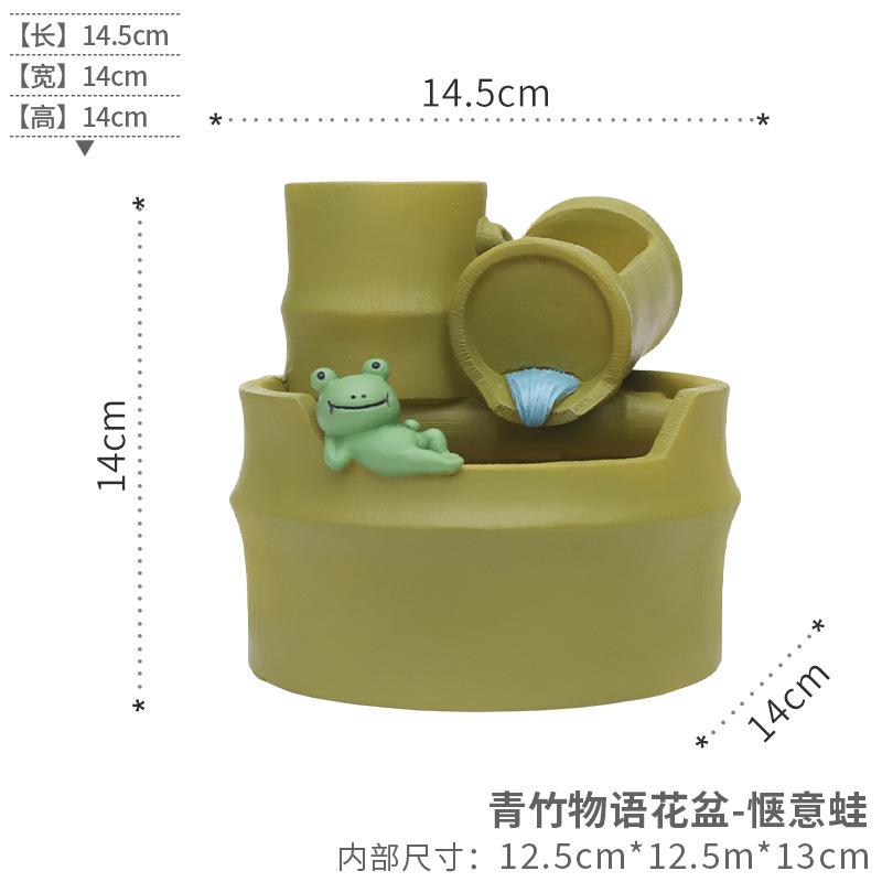 Chậu cây resin phong cách đồng quê, chậu mini hình tre, trang trí bàn, ban công và sân vườn (RG-247)