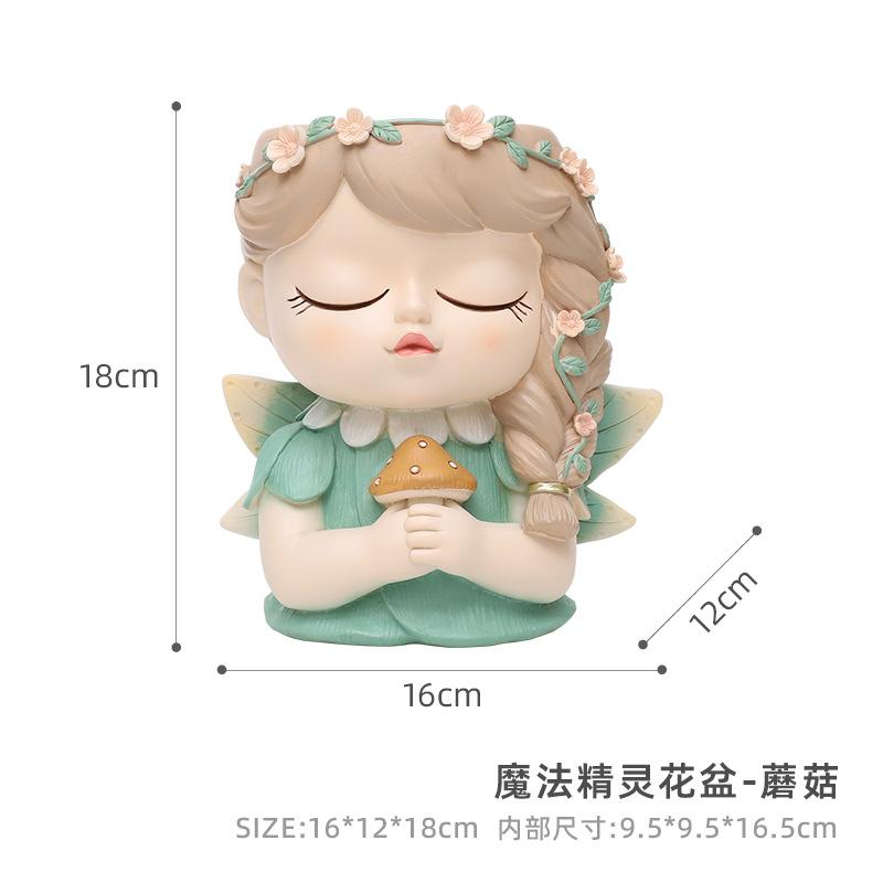 Chậu cây resin hình cô gái yêu tinh, chậu mọng nước mini, trang trí nhà, văn phòng và tiểu cảnh (RG-54)