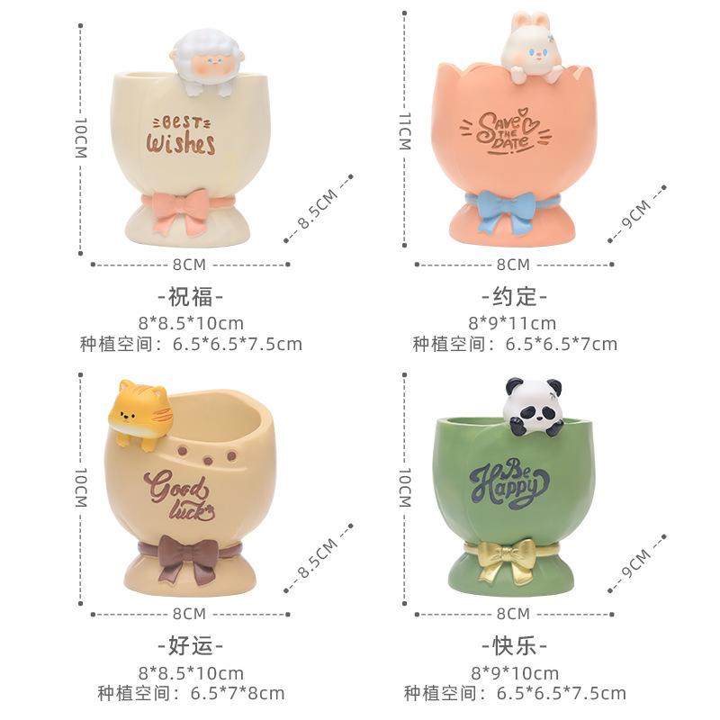 Chậu cây mọng nước mặt cười hoạt hình resin, chậu mini trang trí cửa sổ, nhà và tiểu cảnh (RG-191)