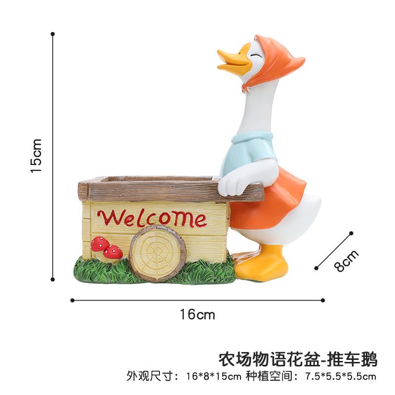 Chậu cây hình ngỗng hoạt hình resin, chậu mọng nước mini, trang trí sân vườn và ban công (RG-79)