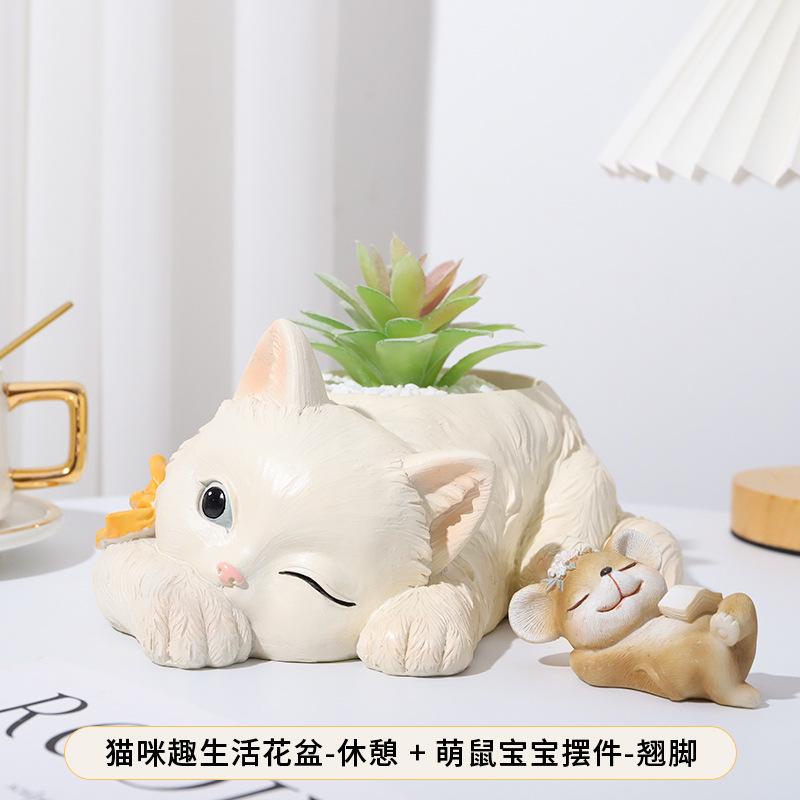Chậu cây mọng nước resin hoạt hình, chậu mini để bàn, trang trí cây xanh và tiểu cảnh (RG-181)