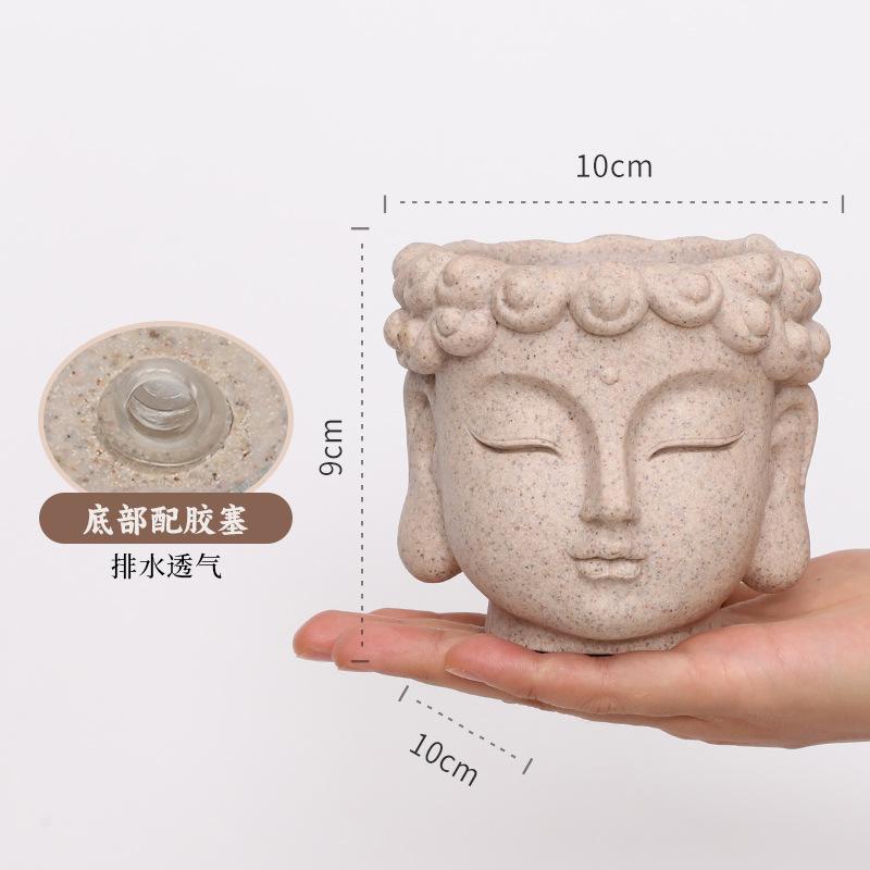 Chậu cây resin giả đá hình đầu Phật, chậu cây trang trí nhà, ban công và sân vườn (RG-14)