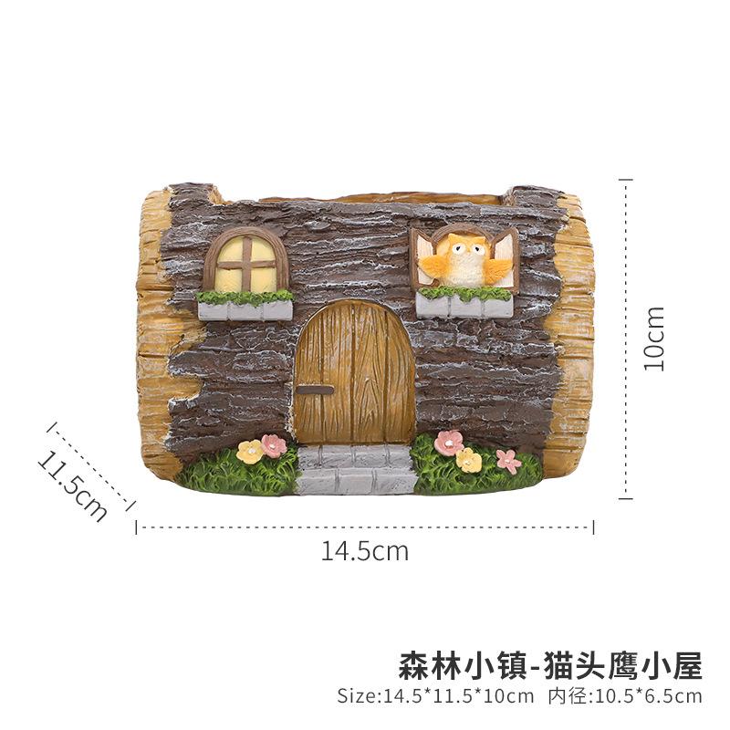 Chậu cây mọng nước hình gốc cây resin, chậu mini phong cách đồng quê, trang trí sân vườn (RG-236)