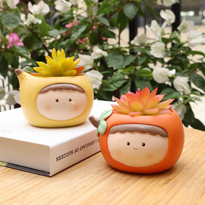 Chậu cây mọng nước mini resin hoạt hình, chậu để bàn trang trí nhà, văn phòng và sân vườn (RG-127)
