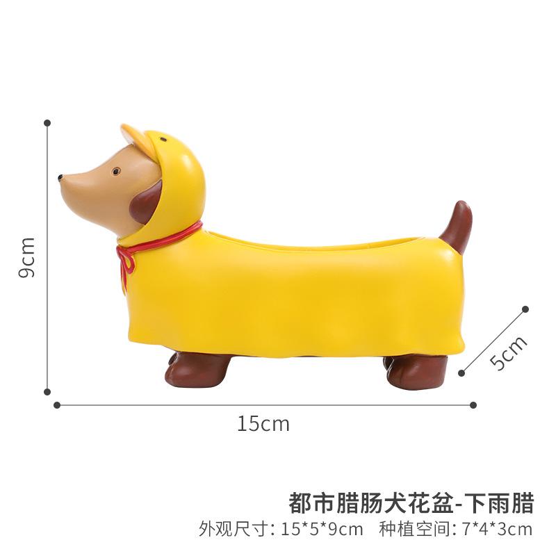 Chậu cây mọng nước hình chó Dachshund resin, chậu mini trang trí bàn, ban công sân vườn (RG-5)