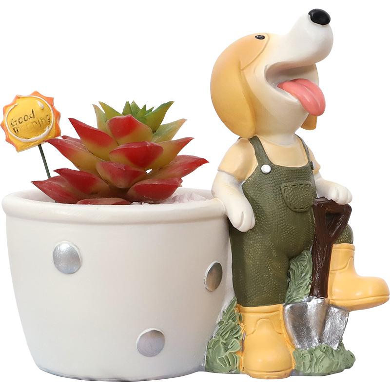 Chậu cây mọng nước hình chó Beagle resin, chậu mini trang trí nhà, ban công và bàn làm việc (RG-136)