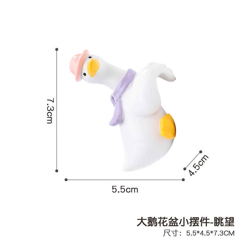 Móc treo ngỗng resin hình động vật hoạt hình, phụ kiện tiểu cảnh sân vườn, hồ cá và bể bò sát (RG-201)