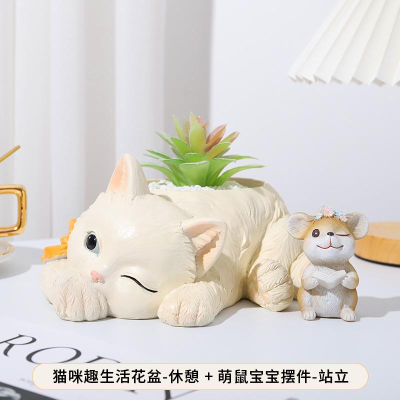 Chậu cây mọng nước resin hoạt hình, chậu mini để bàn, trang trí cây xanh và tiểu cảnh (RG-181)