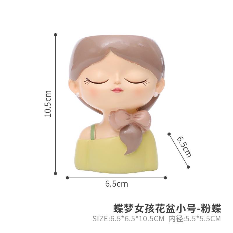 Chậu cây mọng nước hình cô gái Dream Butterfly resin, chậu mini để bàn, trang trí sân vườn (RG-111)